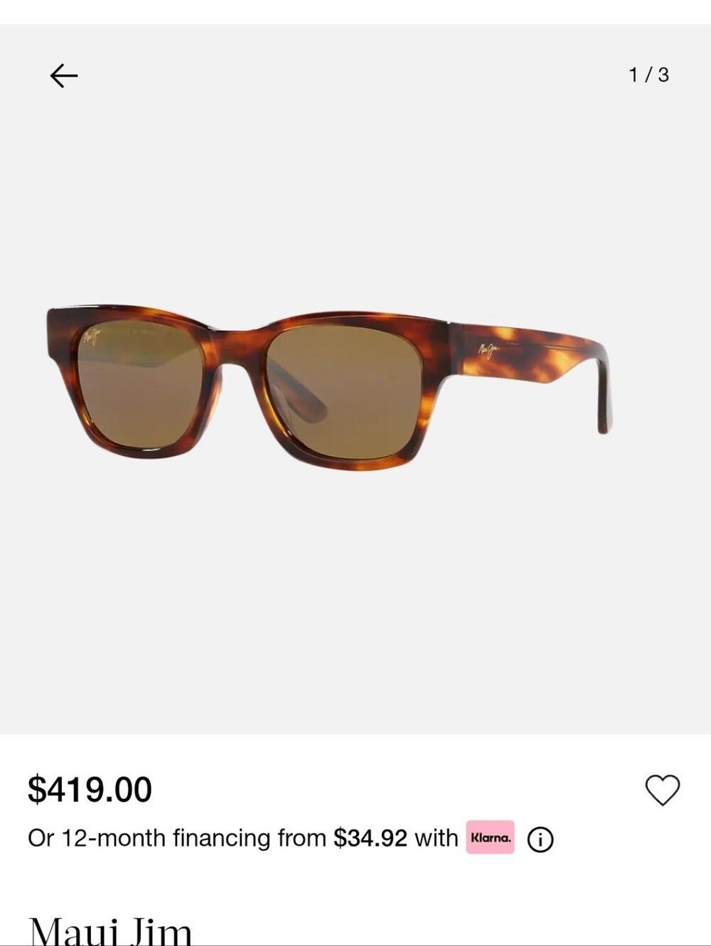 BRAND NEW NEVER WORN Maui Jim Tortoiseshell Frame Sunglasses with Brown Lenses